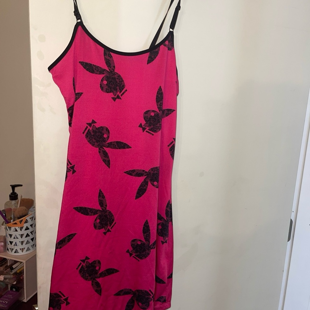 PLAYBOY Vibrant Pink Chemise with Black Accents